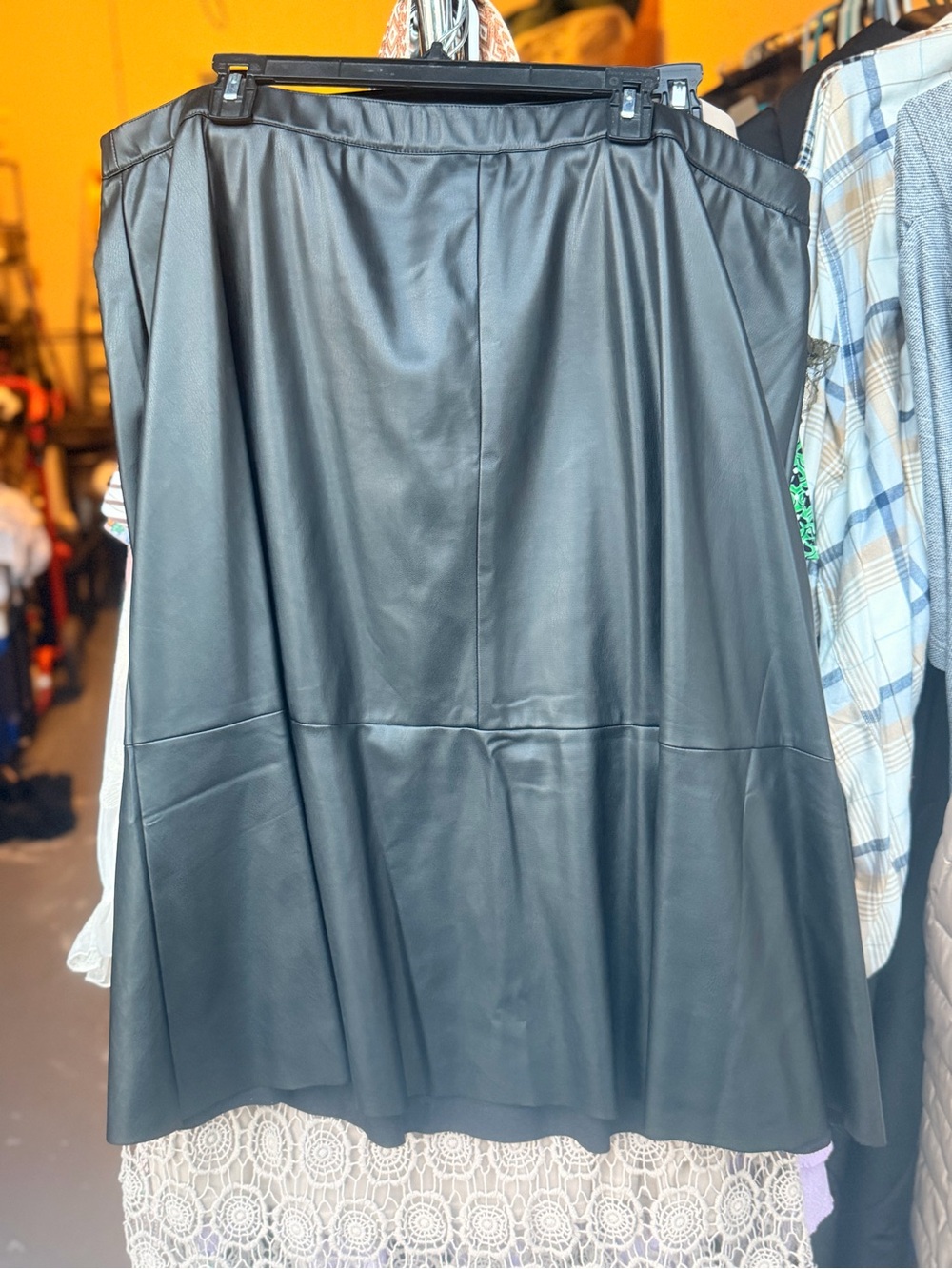 Cato Black Faux Leather A-Line Skirt